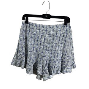 Maeve Blue and White Pineapple Print Shorts High Waist